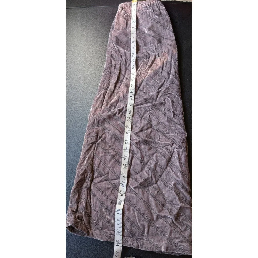 J. Jill Maxi Skirt Velvet Gray Chevron Stitch Elastic Waist Side Zip Boho Size 6